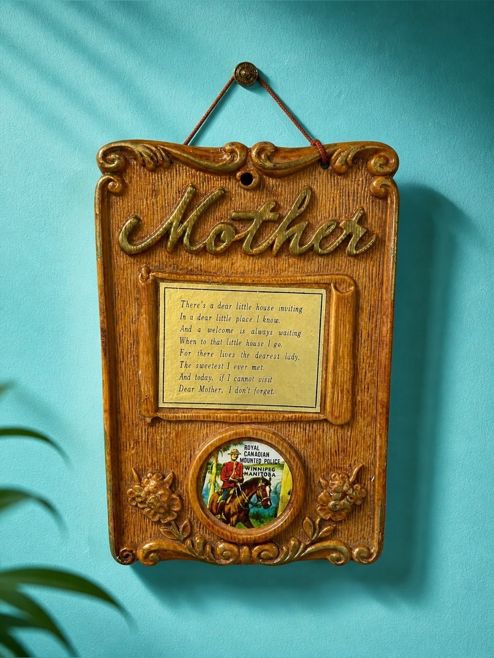 Vintage 1950s Motto Verse to "Mother" Chalkware Wall Plaque